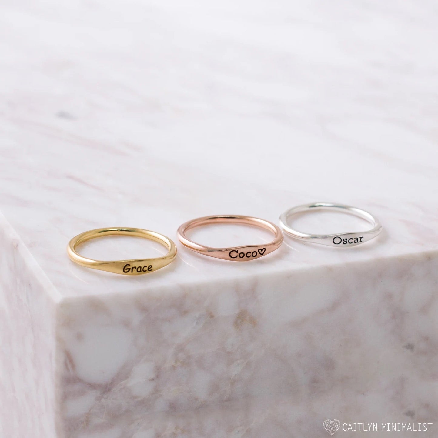Personalised Tiny Name Ring – Minimalist 18K Plated Edition
