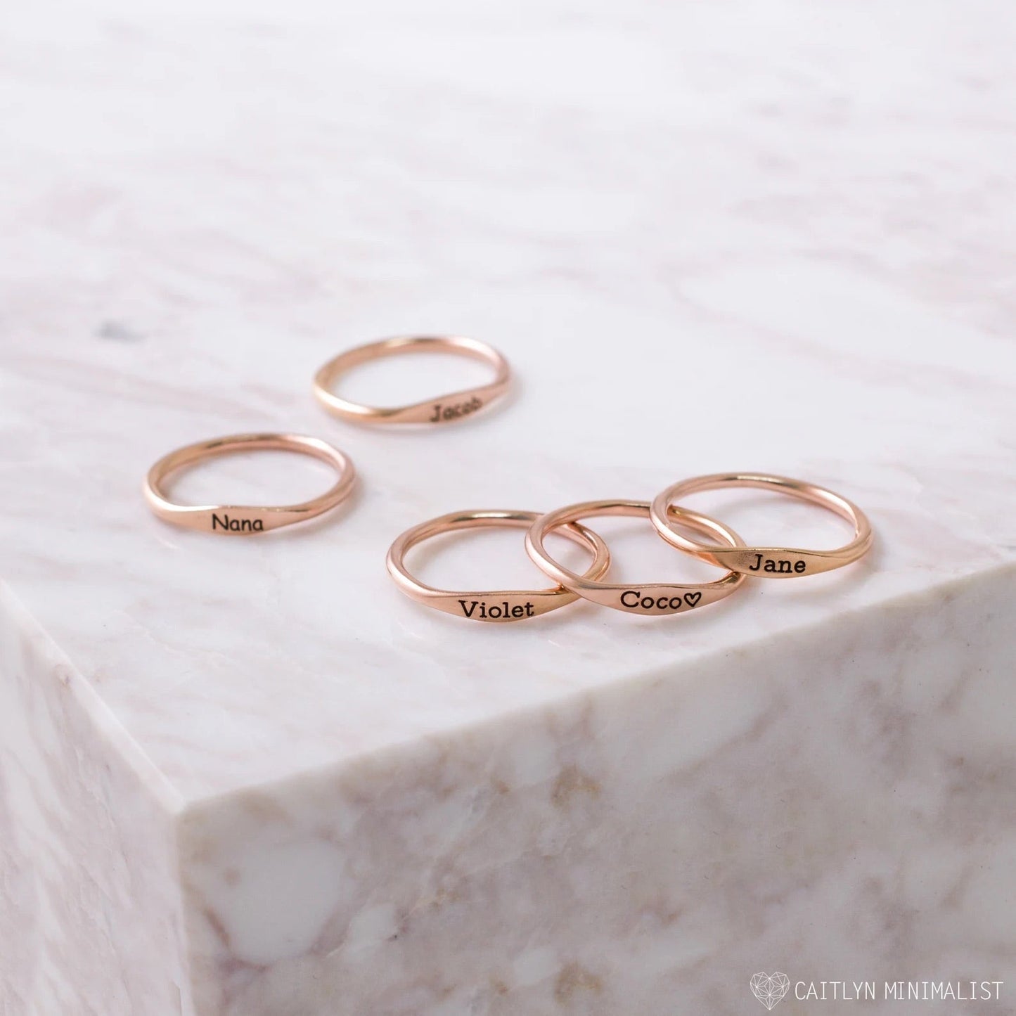Personalised Tiny Name Ring – Minimalist 18K Plated Edition