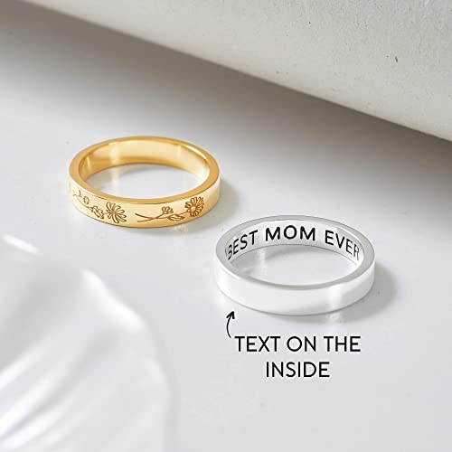 Birth Flower Family Ring – Personalised Floral Band for Her