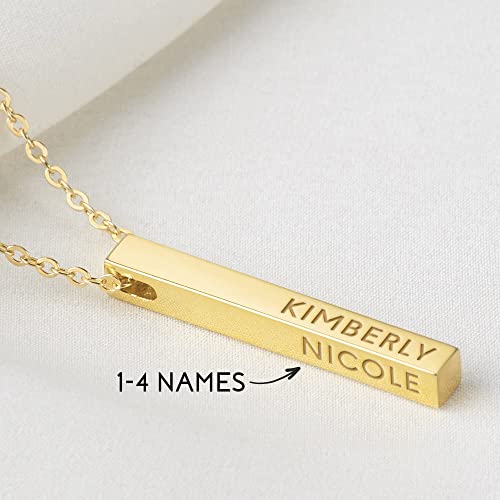 Personalised 4-Side Bar Necklace – Engraved Names Keepsake