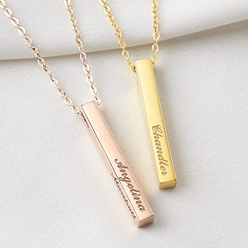 Personalised 4-Side Bar Necklace – Engraved Names Keepsake