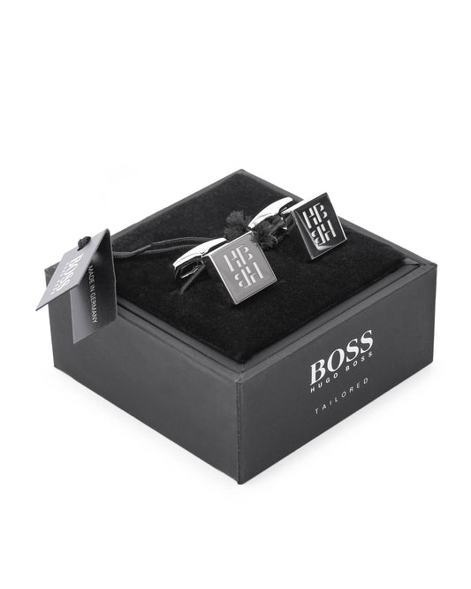BOSS Silver Signature Cufflinks – German-Made Modern Classics