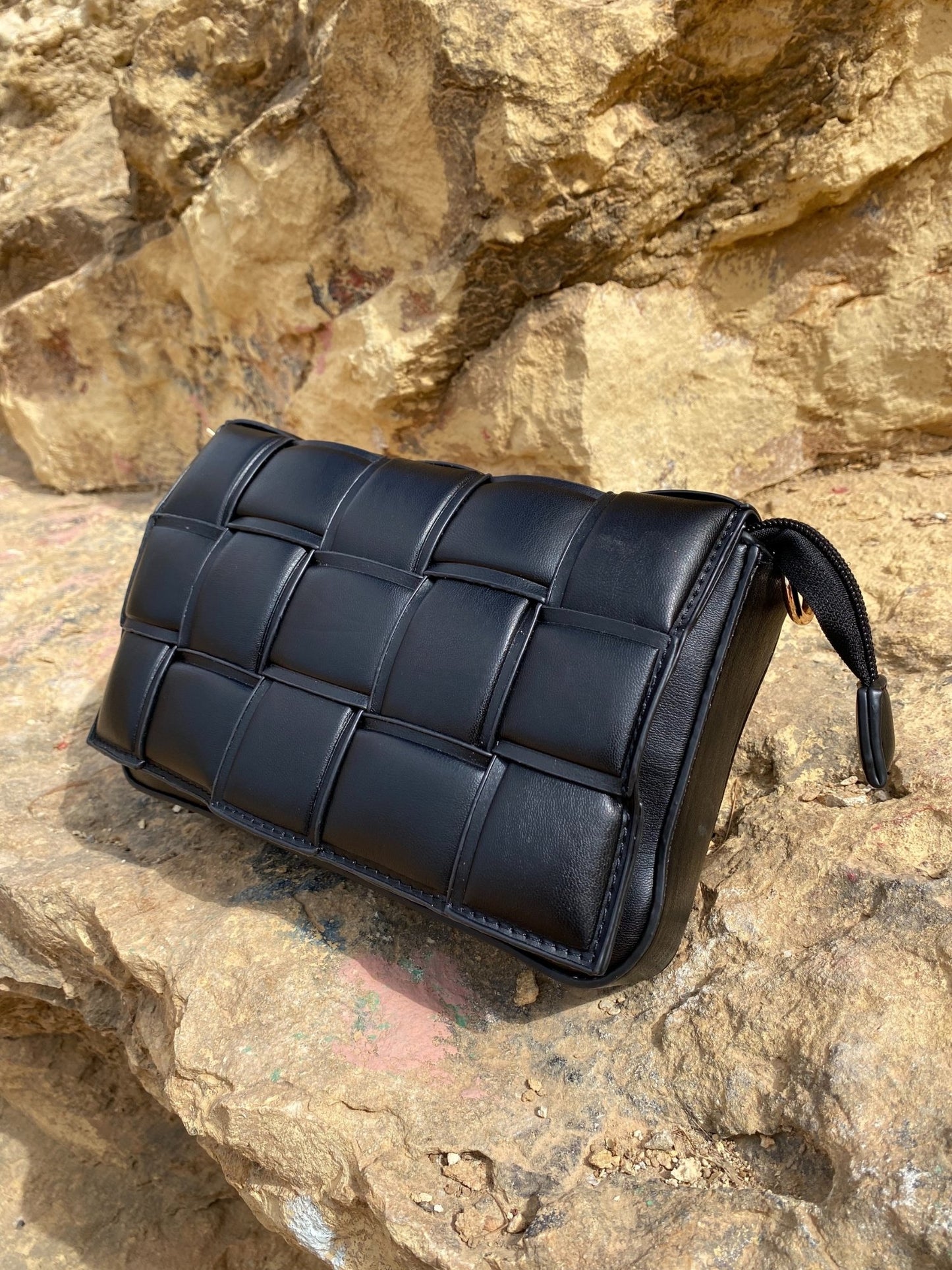Black Quilted Cassette Shoulder Bag