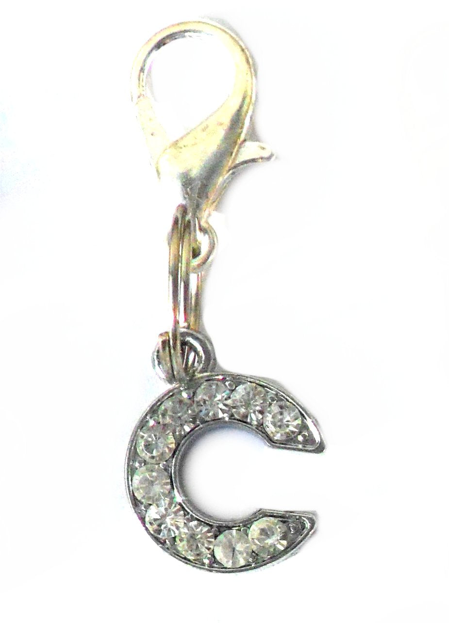 AZ krystal initialbogstav charme til kæledyrshalsbånd