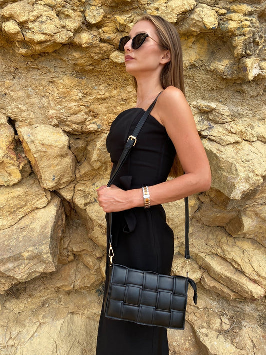 Black Quilted Cassette Shoulder Bag