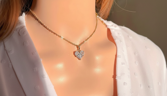 24K Gold-Plated Heart Pendant Necklace with Clear CZ Sparkle