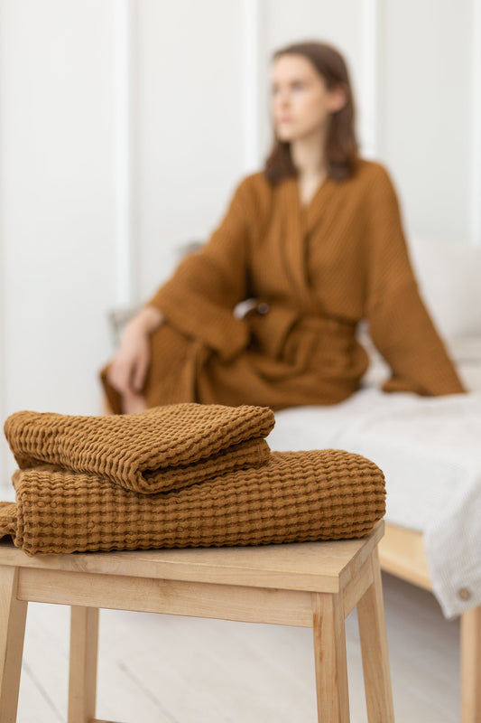 Amber Waffle Linen Towel Set