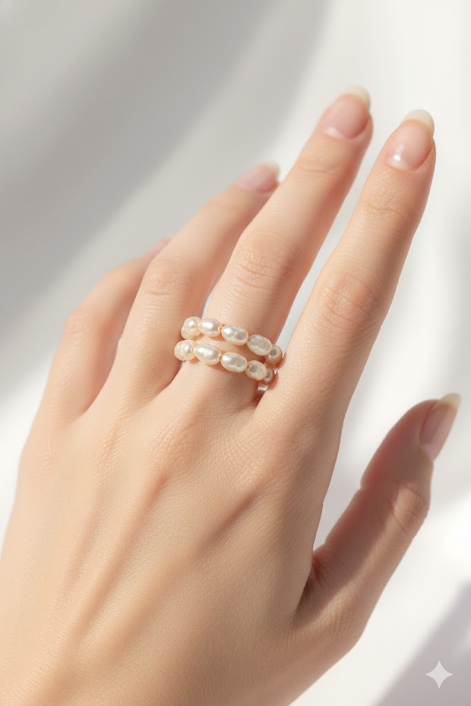 18K Gold-Plated Freshwater Pearl Spiral Adjustable Ring