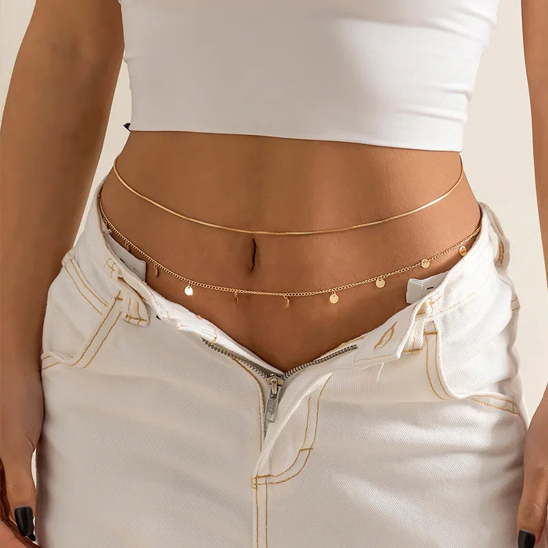 Double-Layer Butterfly Waist Chain – Delicate Golden Charm Edition