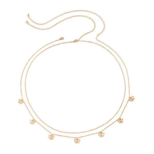 Double-Layer Butterfly Waist Chain – Delicate Golden Charm Edition
