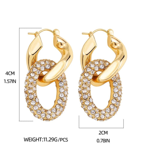 Radiant Circle Rhinestone Drop Earrings – Gold Stainless Steel