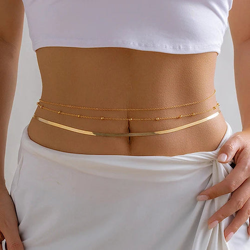 Elegant Snake Chain Waist Belt – Gold & Silver Summer Body Jewelry