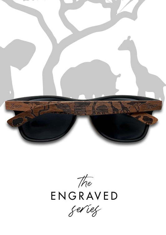 Eyewood “Safari” Engraved Wooden Sunglasses – Natural Walnut Edition
