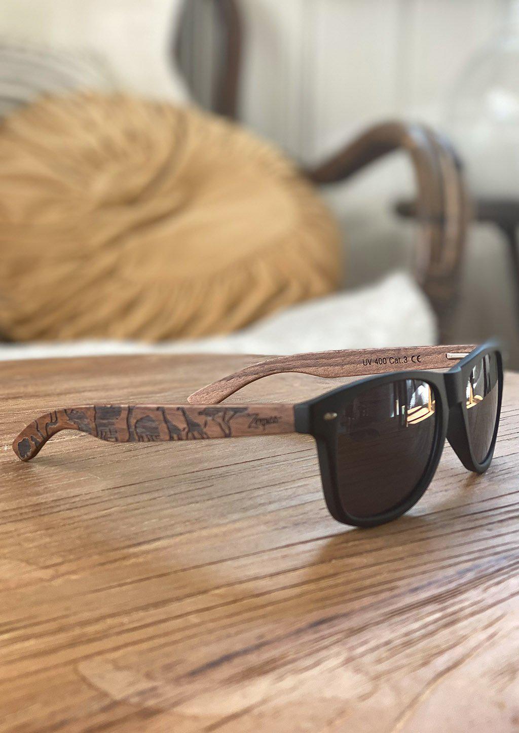 Eyewood “Safari” Engraved Wooden Sunglasses – Natural Walnut Edition