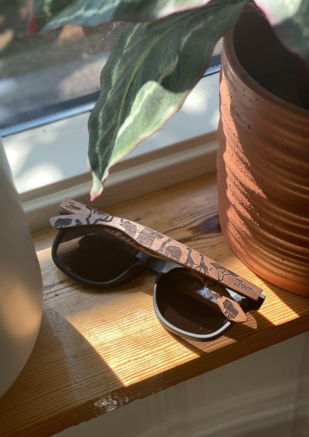Eyewood “Safari” Engraved Wooden Sunglasses – Natural Walnut Edition