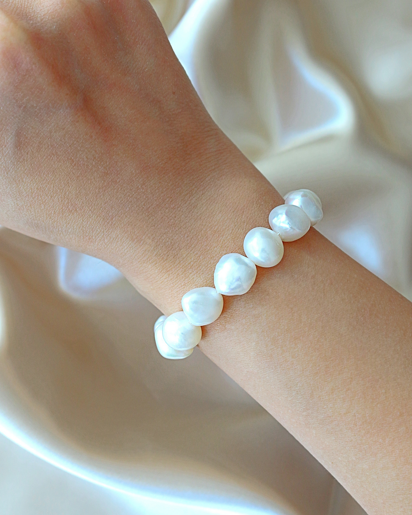 Baroque Freshwater Pearl Bracelet with 925 Sterling Silver & 18K Gold-Plated Toggle Clasp