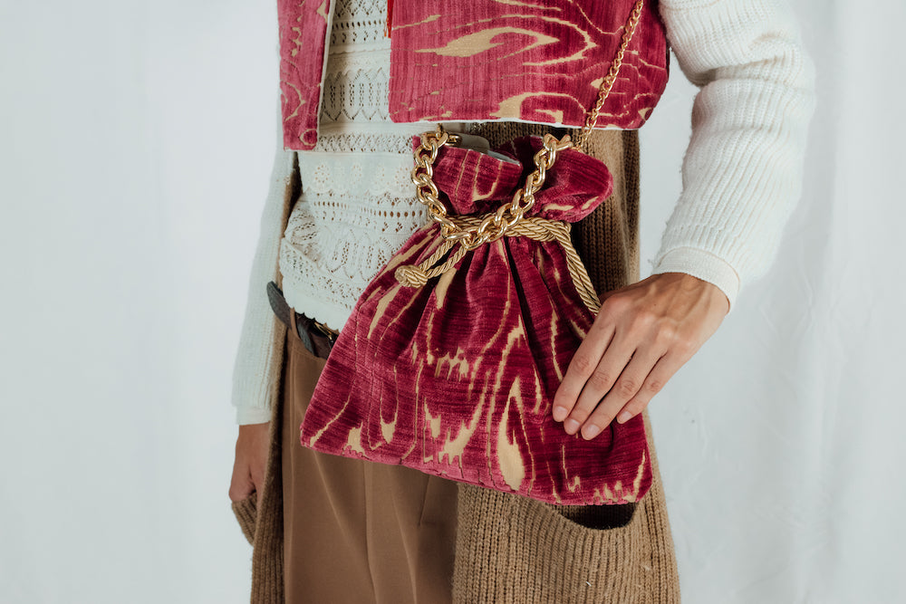 Salizada venetiansk fløjlssnørepose