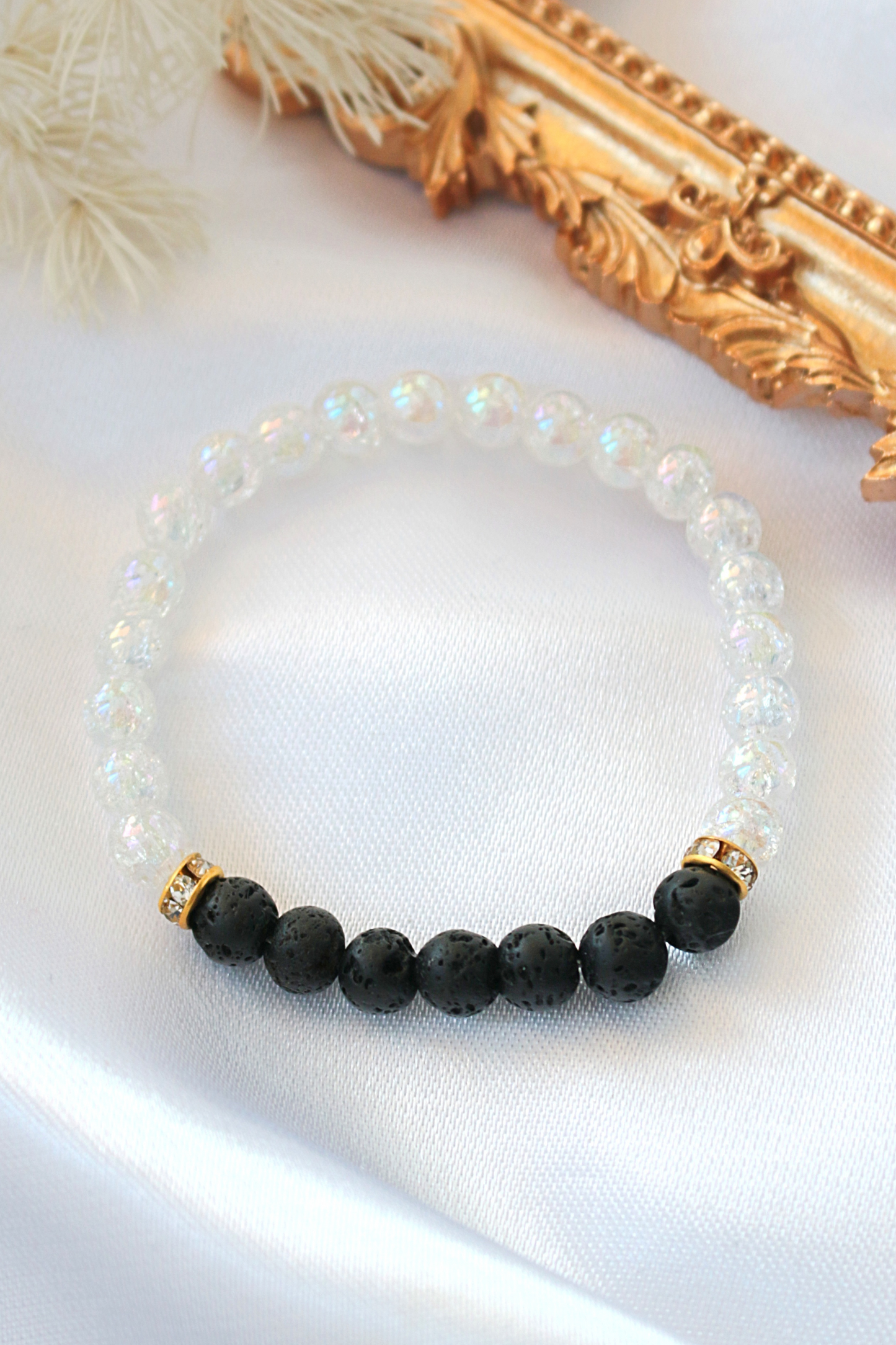 Lava Stone Aroma Diffuser Bracelet – Calming Elastic Bead Design
