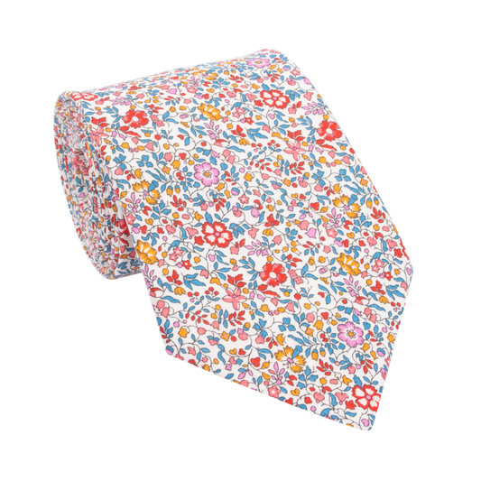 Blue and Pink, Katie and Millie Liberty Cotton Tie – Fresh Floral Elegance