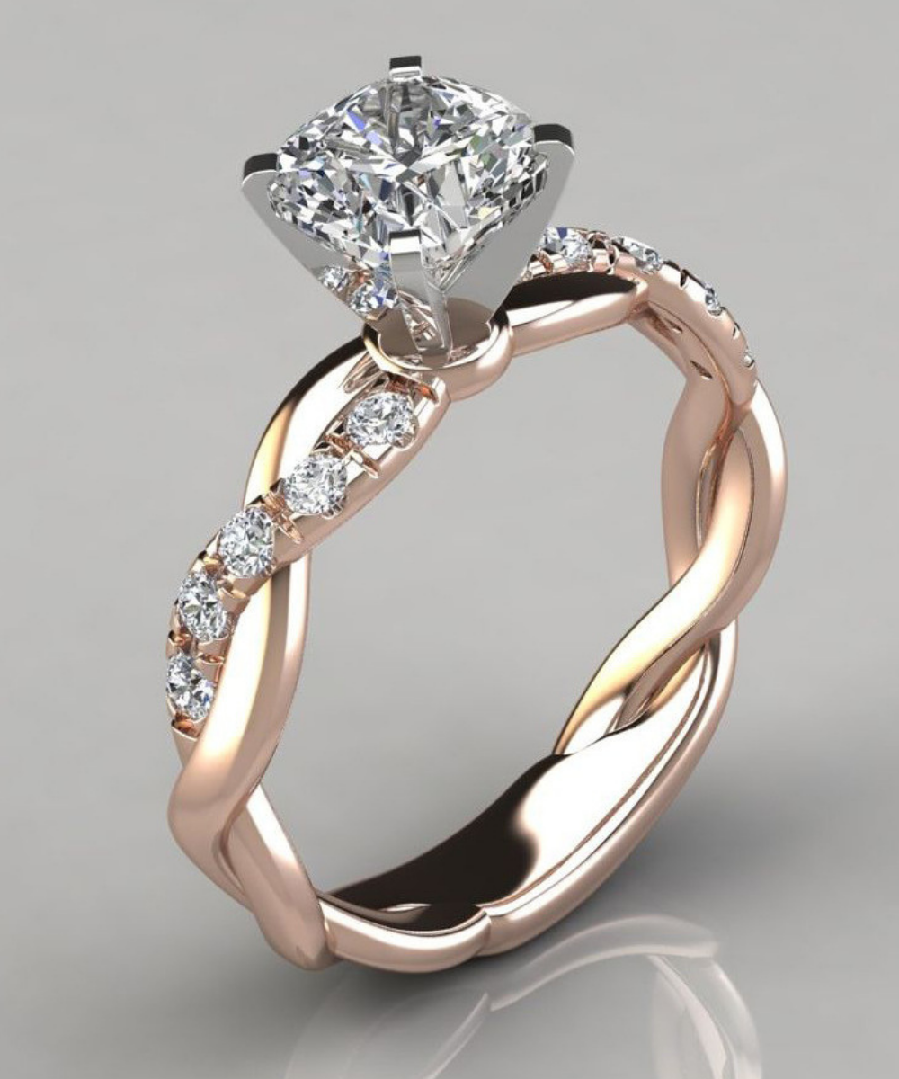 Fairy Tale Solitaire Ring – 925 Sterling Silver & 18K Gold-Plated Setting