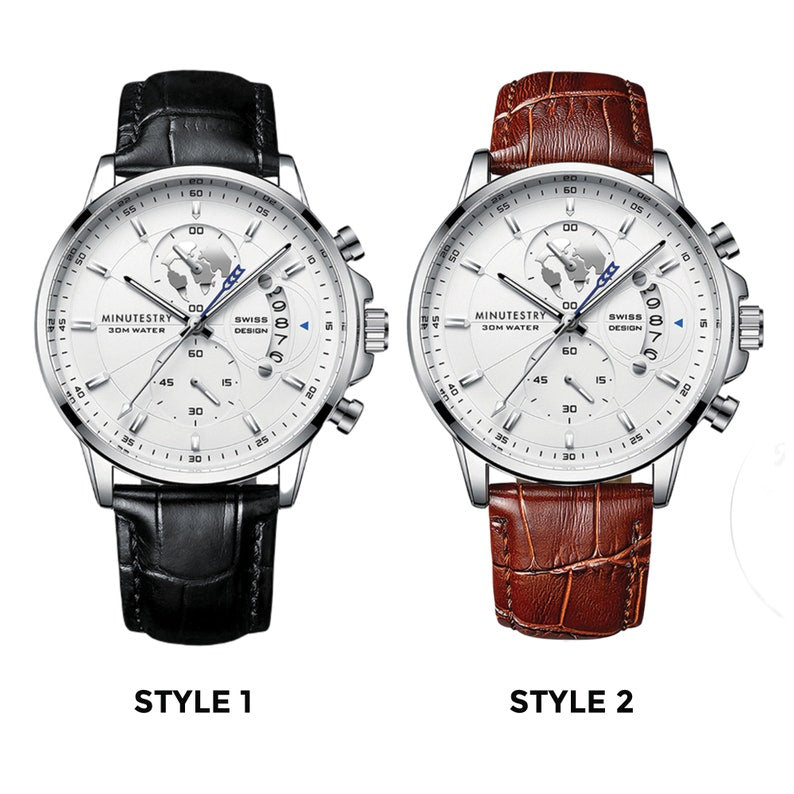 Personalized Handwriting Chronograph Watch – Stainless Steel & Leather Gift for Him
