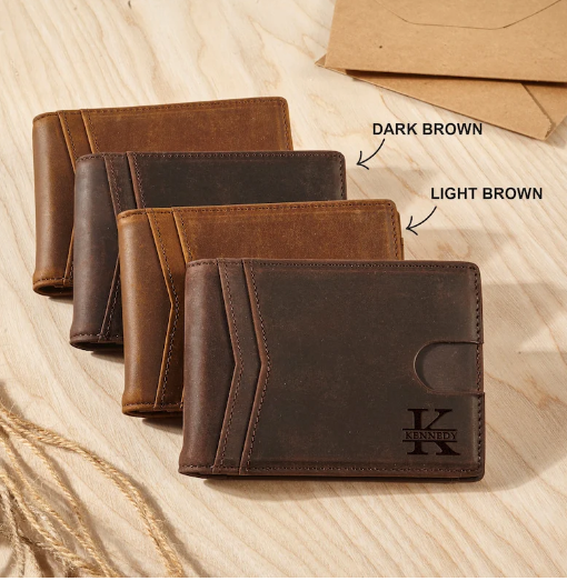 Personalised Handwriting Leather Wallet – Slim RFID-Protected Gift for Him