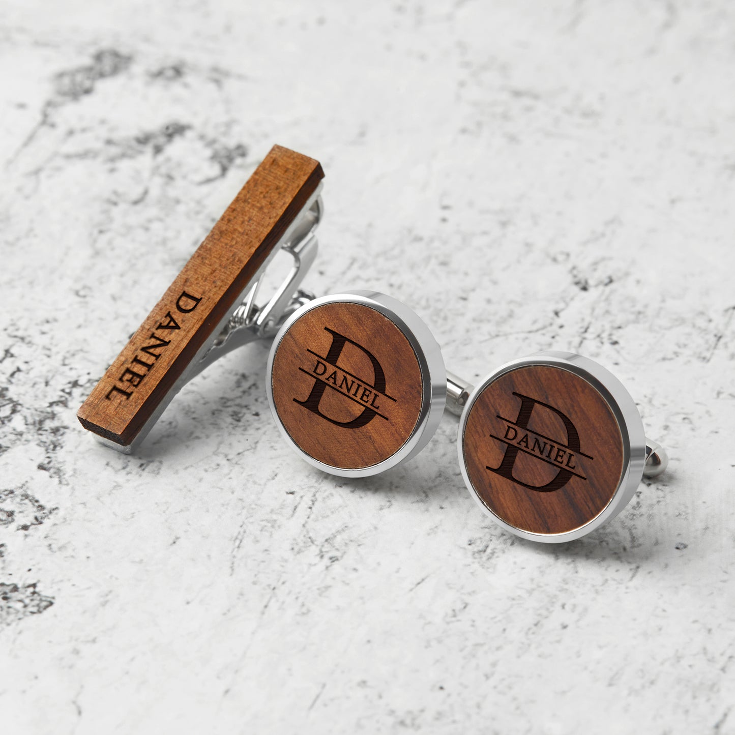 Personalised Wooden Cufflinks & Box Set for men
