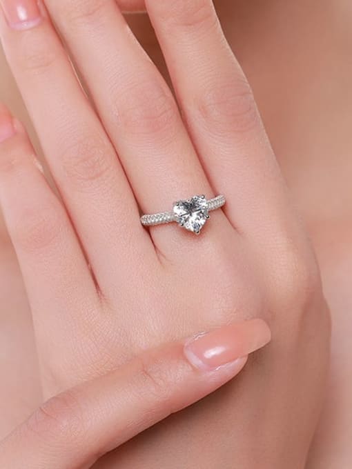 Heart Ice-Cut Sparkle Ring – 925 Sterling Silver & 18K White Gold-Plated