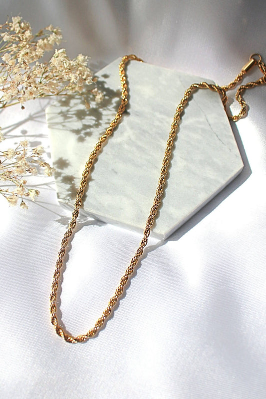 24K Gold-Plated Twisted Rope Chain Necklace