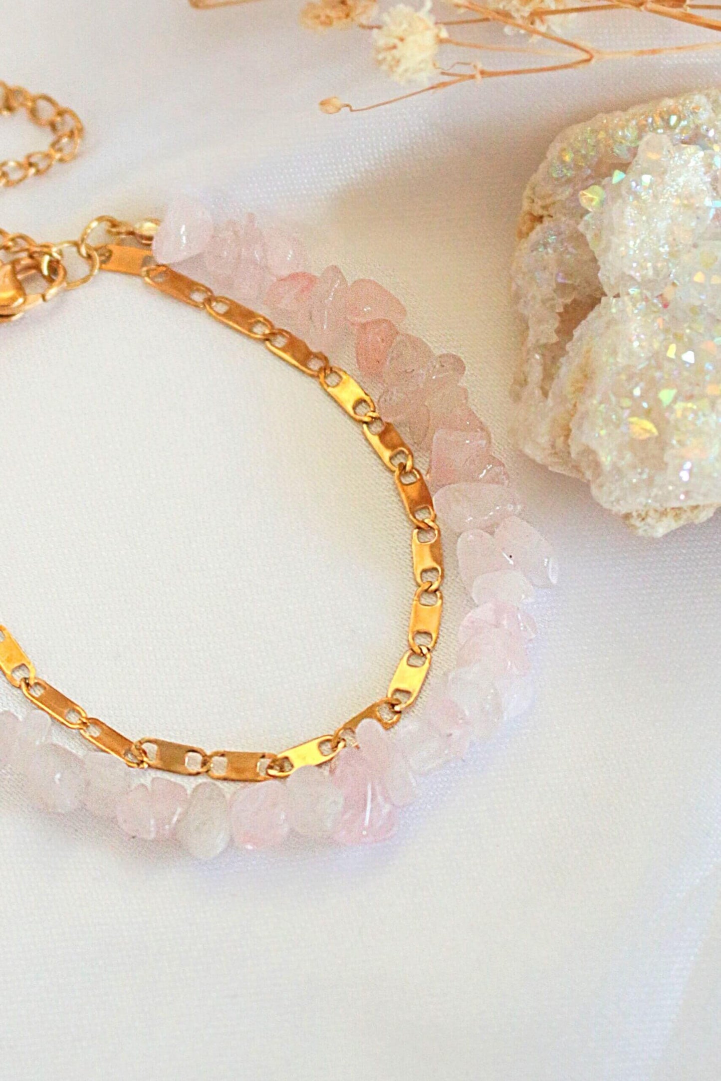 Rose Quartz & 24K Gold-Plated Double-Layer Bracelet
