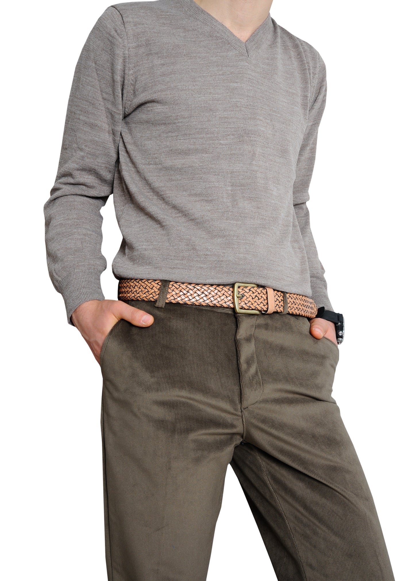 Galata Woven Leather Men’s Belt – Timeless Beige Craftsmanship