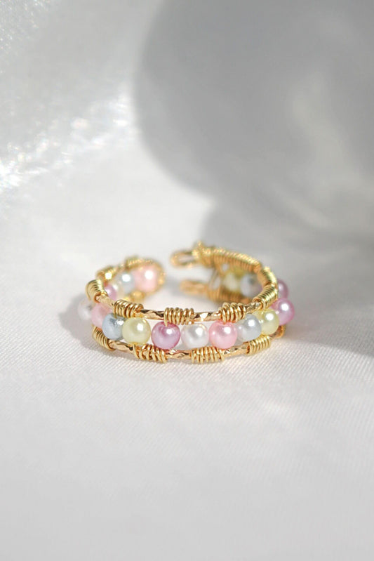 18K Gold-Plated Pastel Rainbow Hand-Wired Band Ring