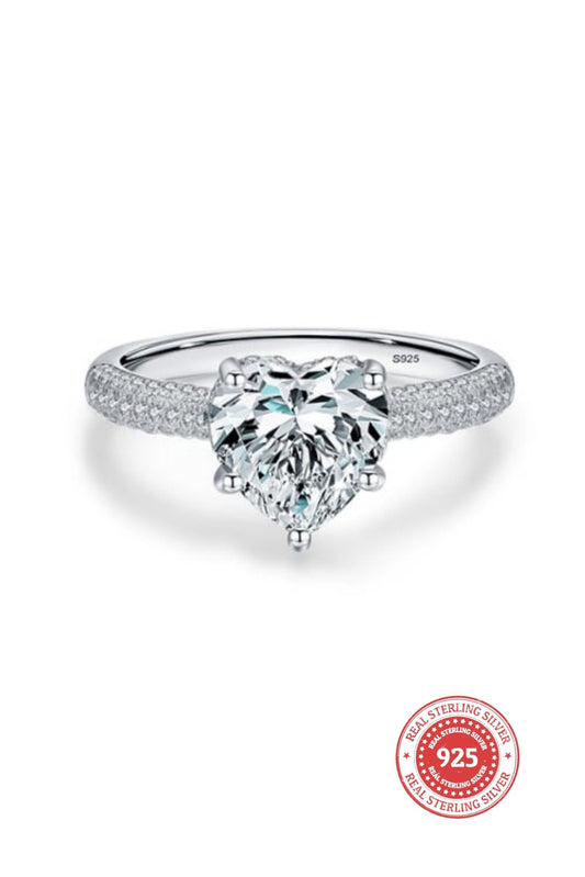 Heart Ice-Cut Sparkle Ring – 925 Sterling Silver & 18K White Gold-Plated