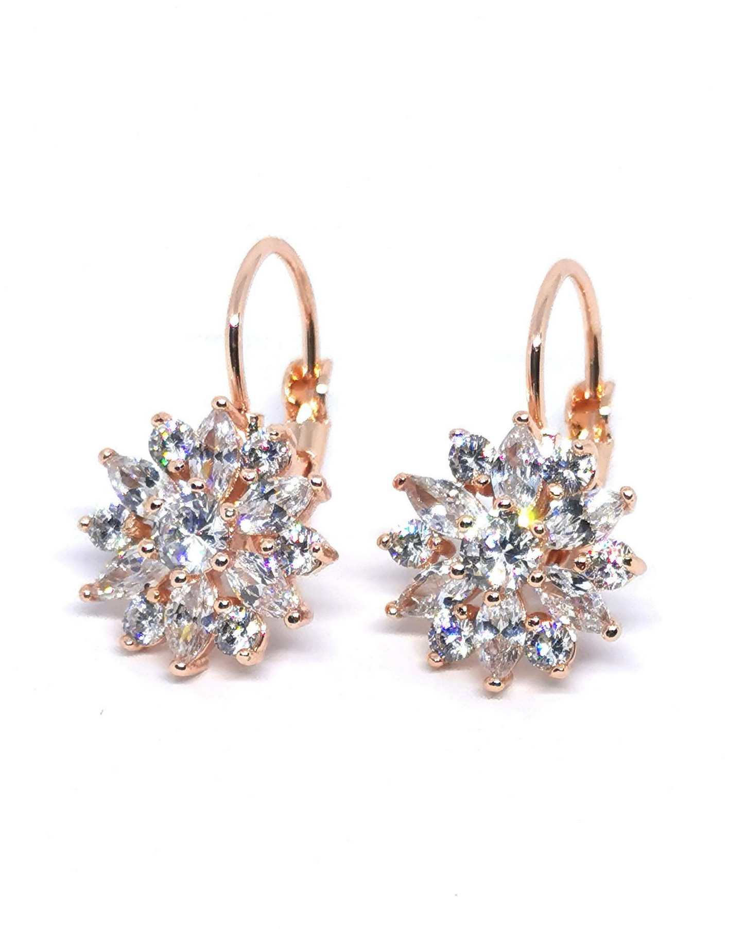 18K Rose Gold-Plated Sunflower Huggie Earrings with Cubic Zirconia