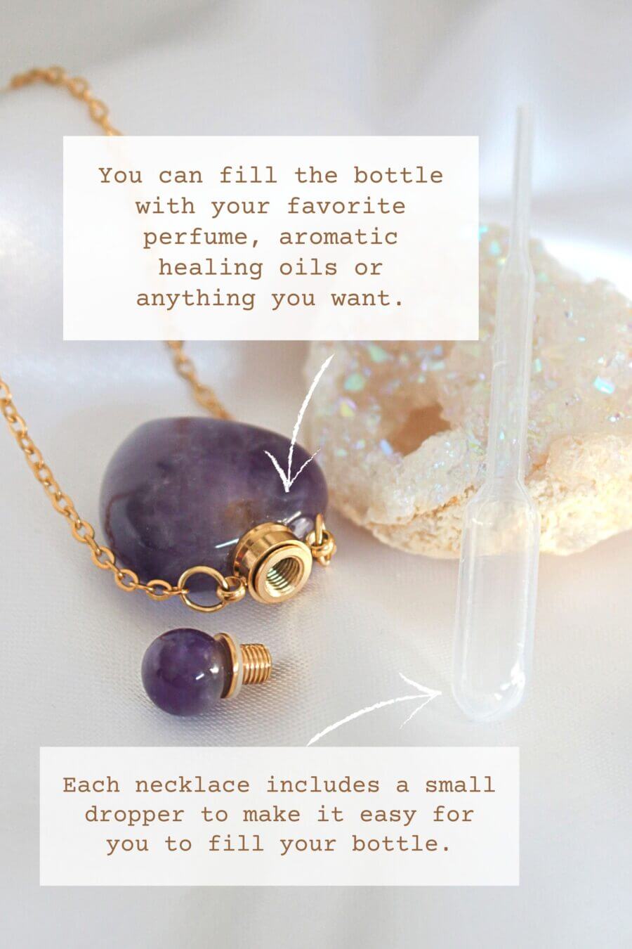 Heart-Shaped Crystal Bottle Necklace – 24K Gold-Plated