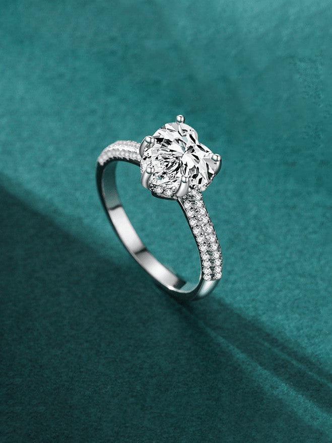 Heart Ice-Cut Sparkle Ring – 925 Sterling Silver & 18K White Gold-Plated