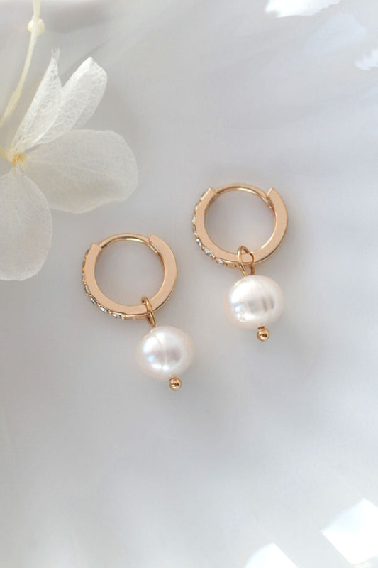 24K Gold-Plated Baroque Freshwater Pearl Hoop Earrings