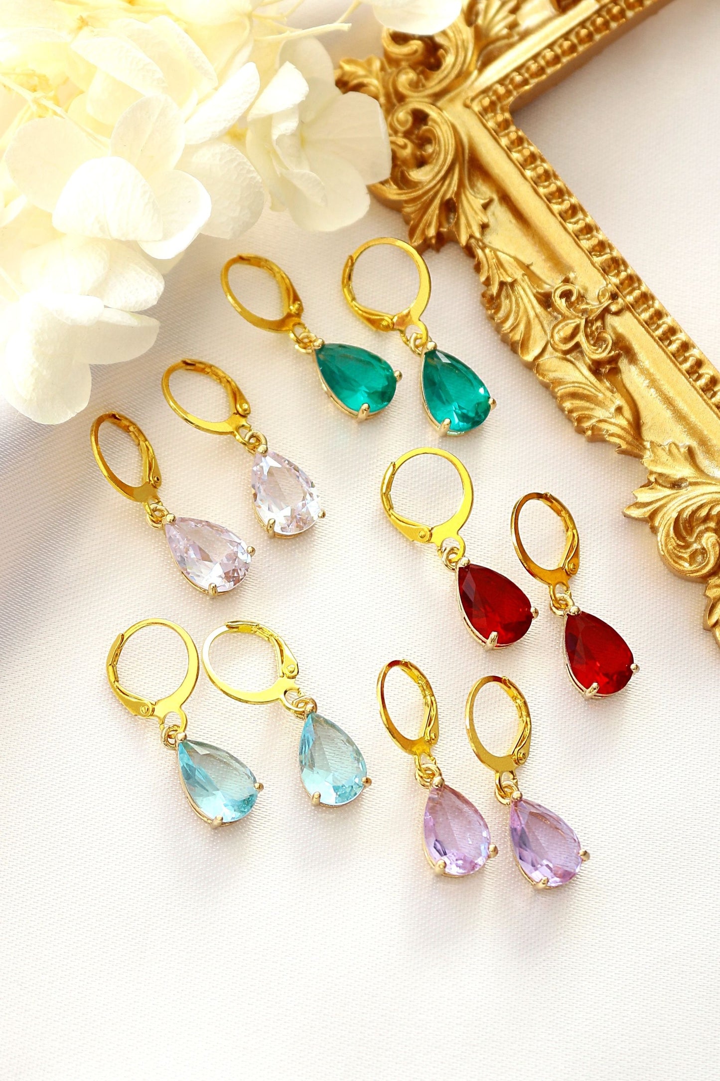 18K Gold-Plated Rainbow Teardrop Hoop Earrings