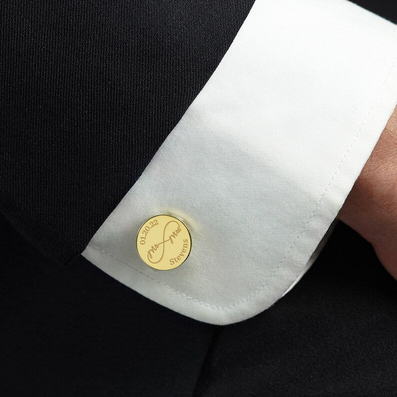 Personalised Sterling Silver Wedding Cufflinks – Engraved for the Groom