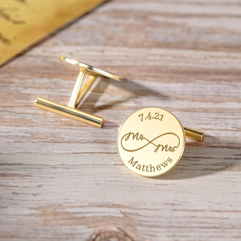 Personalised Sterling Silver Wedding Cufflinks – Engraved for the Groom