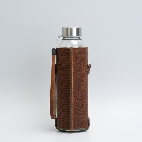 Leather & Glass Crossbody Water Bottle Set – 500 ml Eco-Chic Hydration