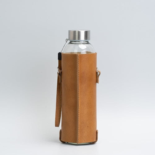 Leather & Glass Crossbody Water Bottle Set – 500 ml Eco-Chic Hydration