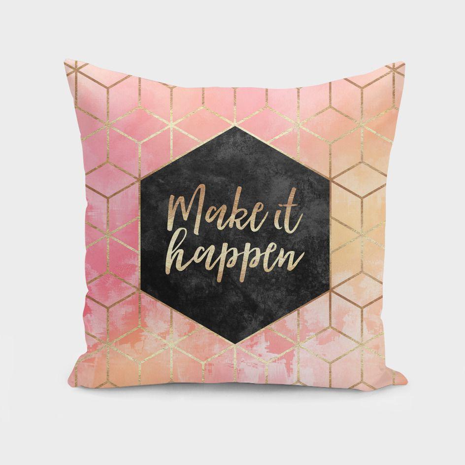 "Make It Happen” Motivational Cushion Cover
