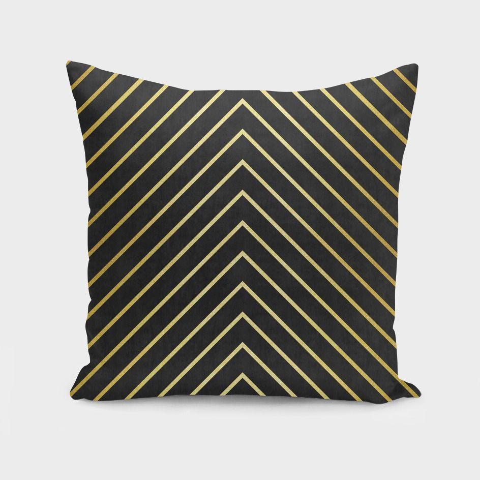 Minimalist Gold Chevron Cushion Cover