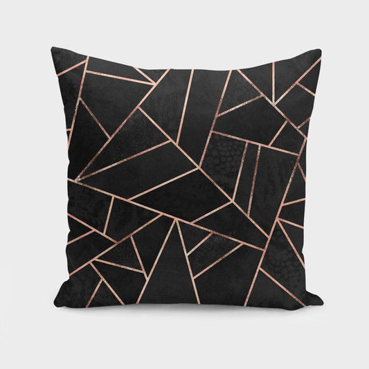 Black & Rose Gold Geometric Cushion Cover