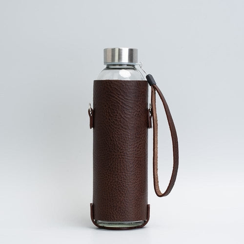 Leather & Glass Crossbody Water Bottle Set – 500 ml Eco-Chic Hydration